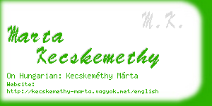 marta kecskemethy business card